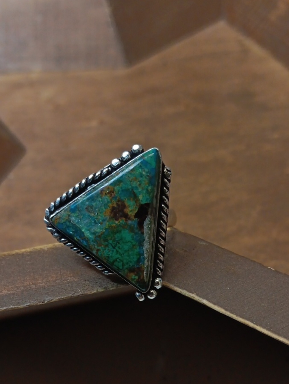 Triangle Chrysacolla Statement Ring - Unbranded